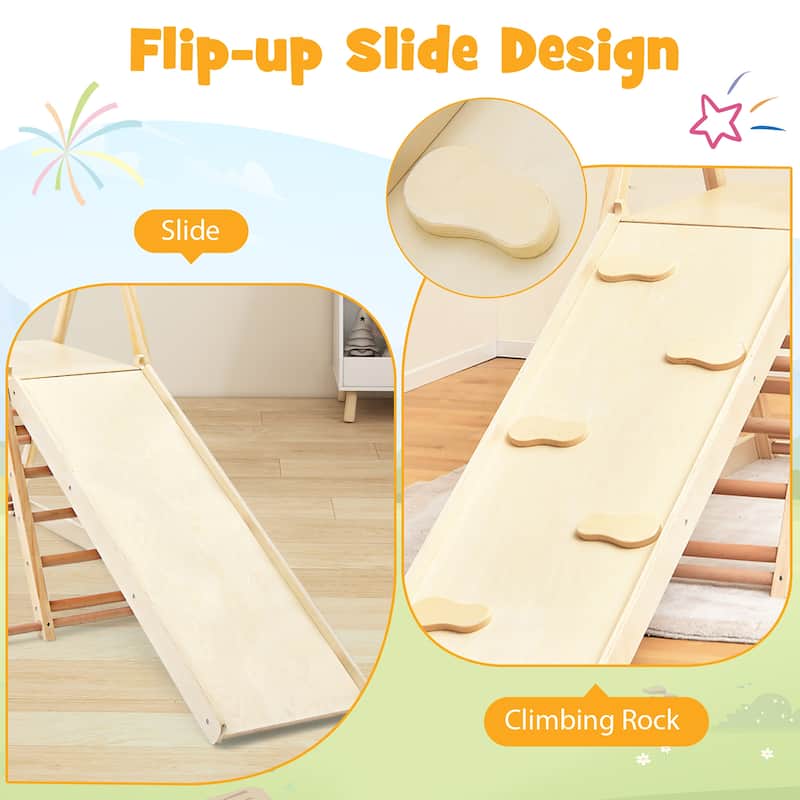Gymax 5-in-1 Kids Indoor Playground w/ Slide Climbing Rock Adjustable