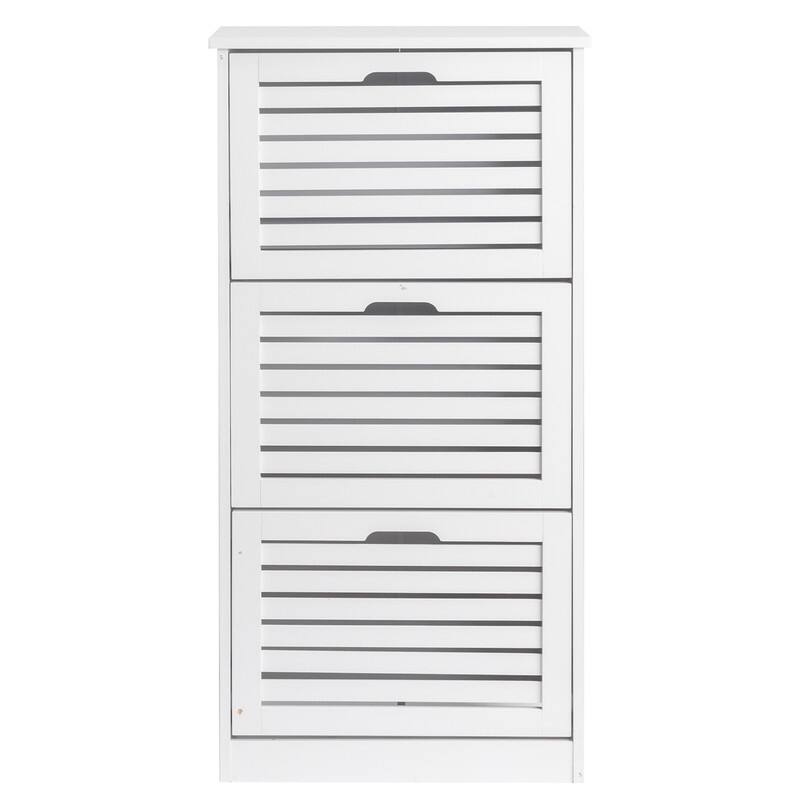 21.26" W MDF Shutter Drawers Shoe Cabinet White