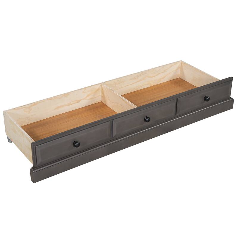 Queen Size Solid Pine Murphy Bed with Charging Station & Storage Drawer