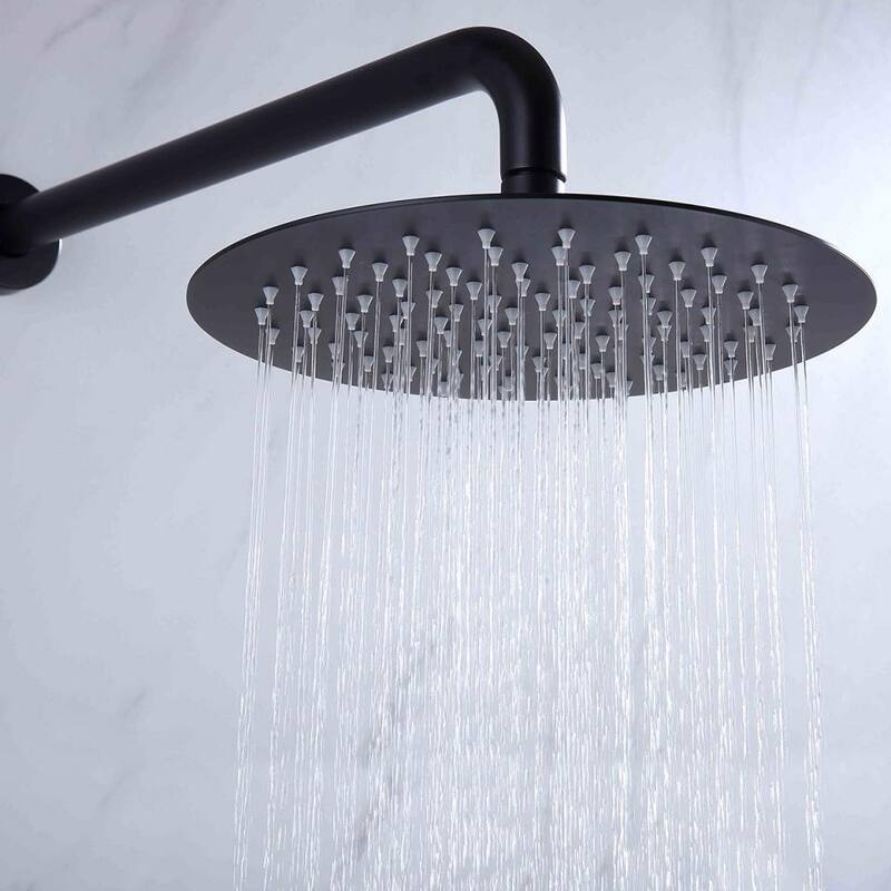 Luxury 3-Handle Complete Rainfall Shower System with Rough-in Valve in Black/Gold