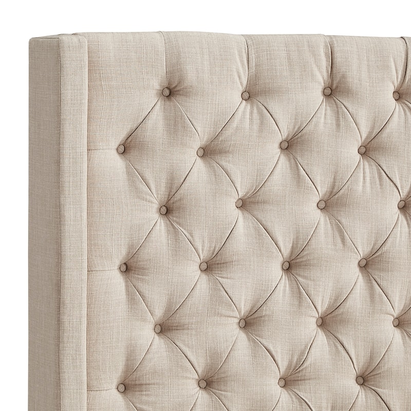 Detmold Wingback Button Tufted High Headboard Platform Bed