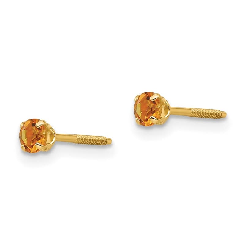 Curata 14k Yellow Gold 3mm Citrine Birthstone Childrens Earrings - - 4x4mm