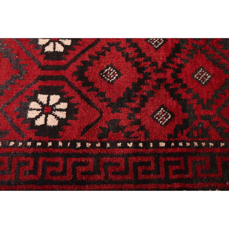 ECARPETGALLERY Hand-knotted Baluch Red Wool Rug - 3'0 x 6'4