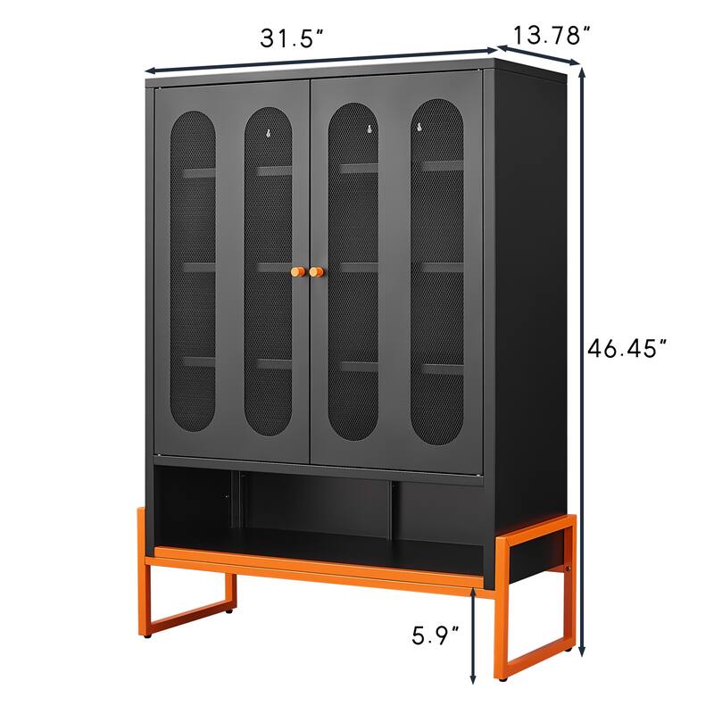 High Foot Double-Sided Mesh Door Shoe Cabinet With Movable Double-Layer Partitions And Hollow Base