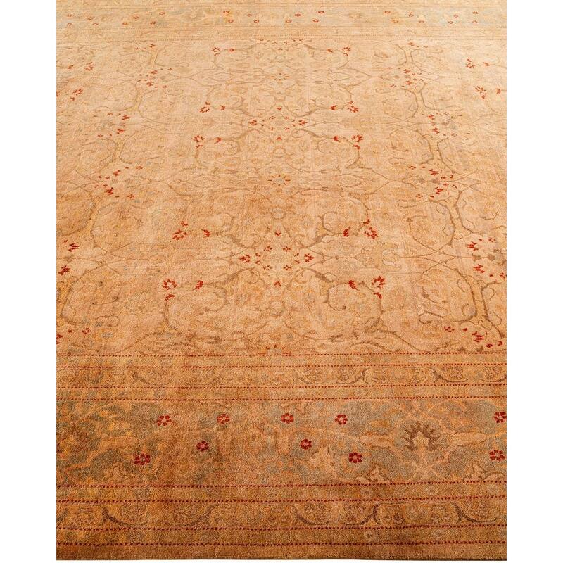 Overton Hand Knotted Wool Vintage Inspired Modern Contemporary Overdyed Ivory Area Rug - 8' 1" x 10' 6"