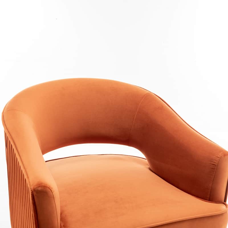 SEYNAR Modren Velvet 360 Degree Swivel Accent Arm Barrel Chair Set of 2 for Living Room