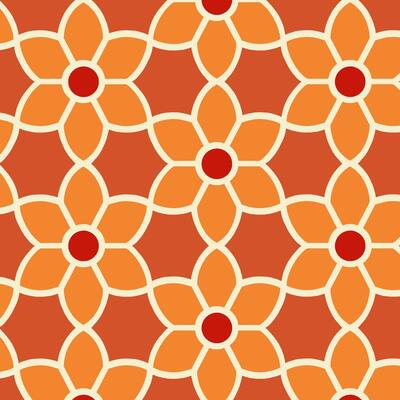 Flora Orange Geometric Floral Wallpaper - 20.5in x 396in x 0.025in