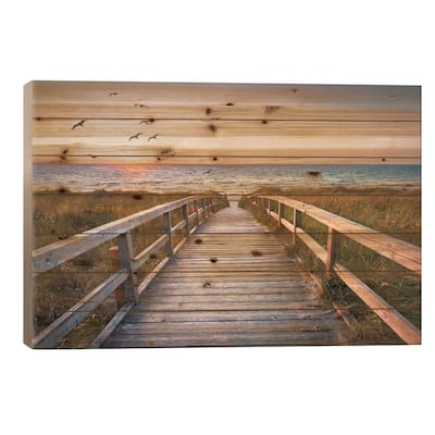 Sunset At The Dune Beach Print On Wood by Jan Becke - Multi-Color