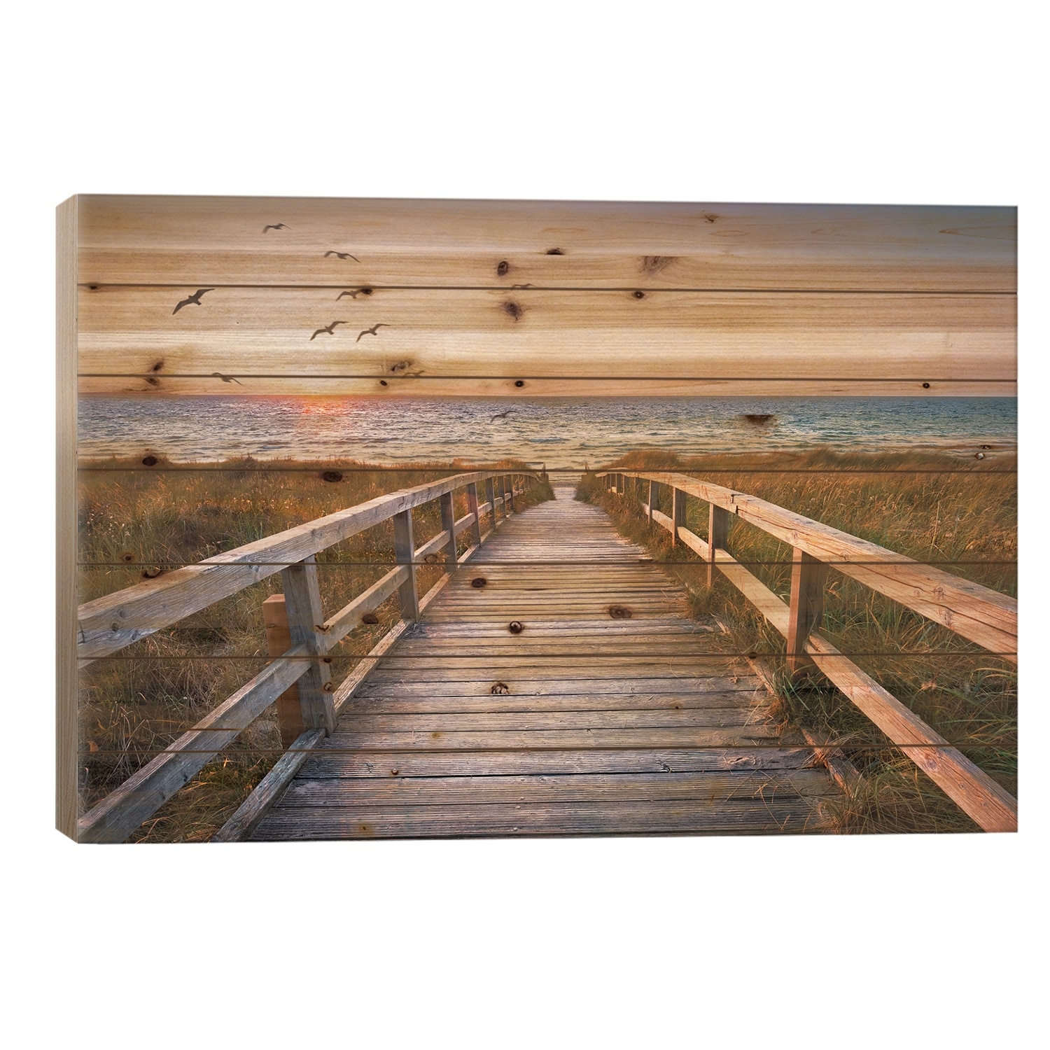 Sunset At The Dune Beach Print On Wood by Jan Becke - Multi-Color