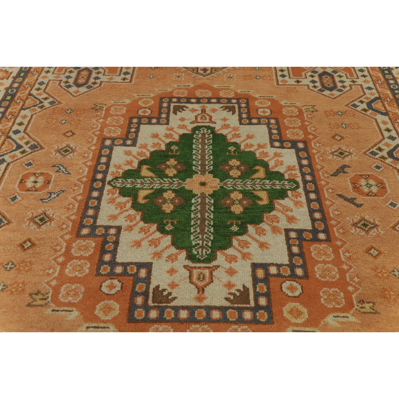 Handmade Geometric Kazak Indian Area Rug Handmade Wool Carpet - 11' 10'' X 8' 9''