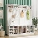 preview thumbnail 1 of 11, 63"W 18 Shoe Cubbies Shoe Bench Shoe Cabinet Wide Hall Tree With Hooks