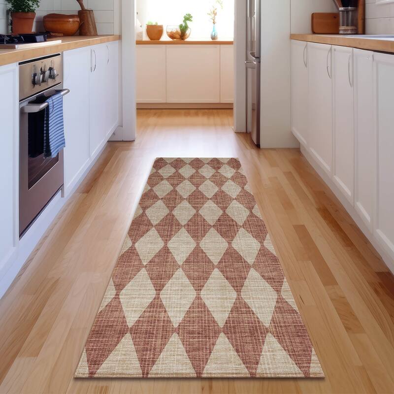Premium Washable Super Soft Modern Diamond Mayfield Rug - Paprika - 2' 3" x 7' 6" - Runner