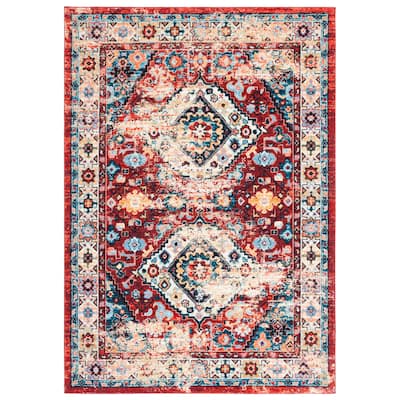 SAFAVIEH Riviera Machine Washable Slip Resistant Vertie Oriental Rug - 6'7" Square
