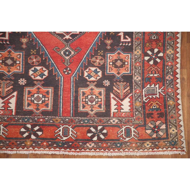 Hand Knotted Oriental 100% Wool Carpet Traditional Tribal Greys & Charcoal Hamedan Area Rug - 7' 1'' X 4' 2''