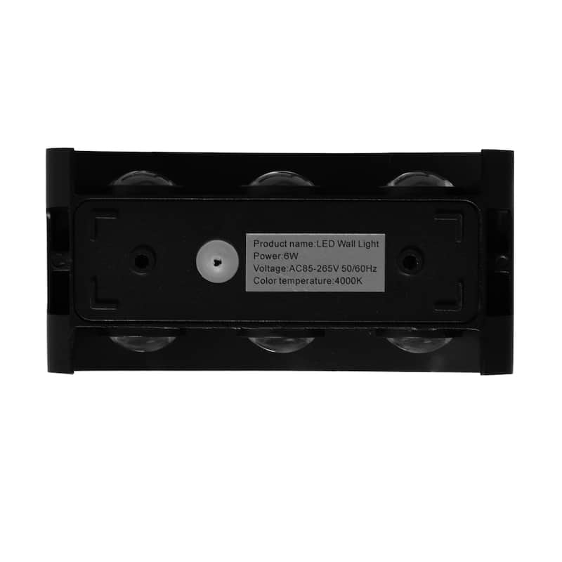 Black Contemporary Decorative Waterproof Aluminum Wall Lamp for Indoors and Outdoors, 8 Watt Cool White 4000K