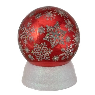 6.5" LED Lighted Shiny Red Snowflake Water Globe Tabletop Decoration