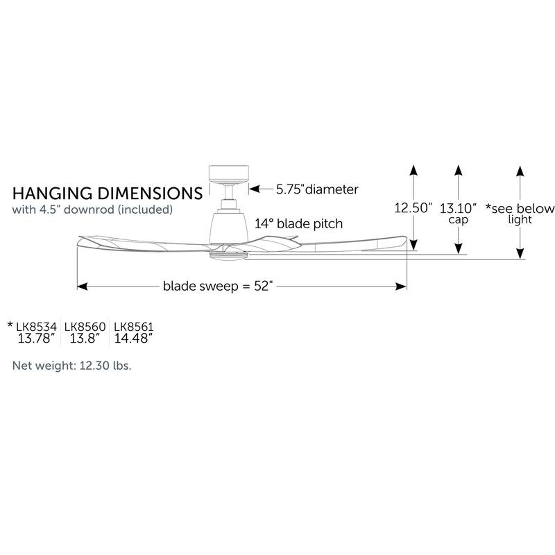Fanimation Kute5 52 inch Indoor/Outdoor Smart Ceiling Fan with Remote - Matte Greige with Weathered Wood blades