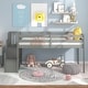 preview thumbnail 2 of 3, Grey Twin Size Pine Wood Loft bed with staircase and Fence for Kids, Boys and Girls