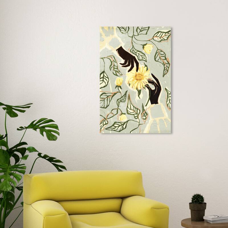 Wynwood Studio Canvas Floral and Botanical Sun Flower Reach Yellow and Light Yellow Modern & Contemporary Wall Art Canvas Print - 30 x 20