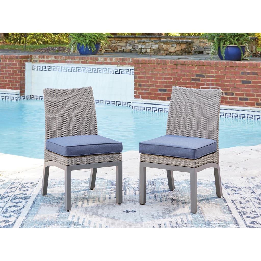 Signature Design by Ashley Dillon Beach Blue/Gray Outdoor Side Chair with Cushion (Set of 2) - 20"W x 27"D x 36"H