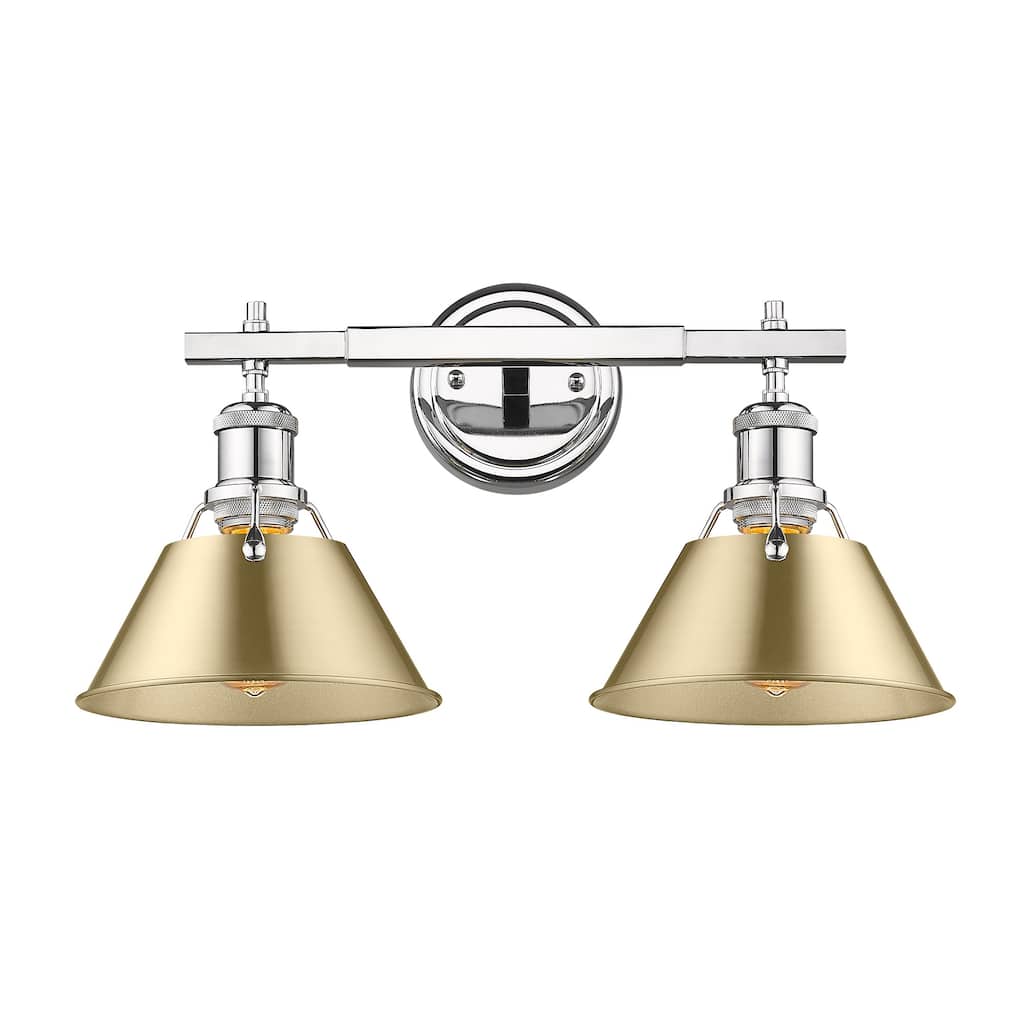 Orwell 2-Light Vanity Light in Chrome with Brushed Champagne Bronze - Silver