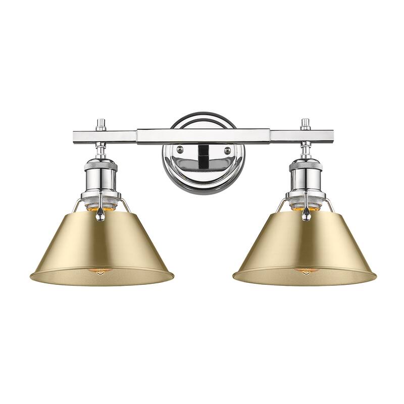 Yep by Golden Lighting Orwell 2-light Vanity in Chrome and Brushed Champagne Brass shade - Silver
