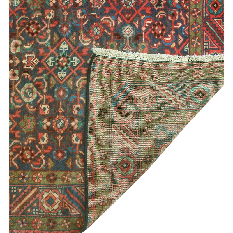 Fine Vintage Distressed Boulus Blue/Rust Runner - 3'9" x 10'9"