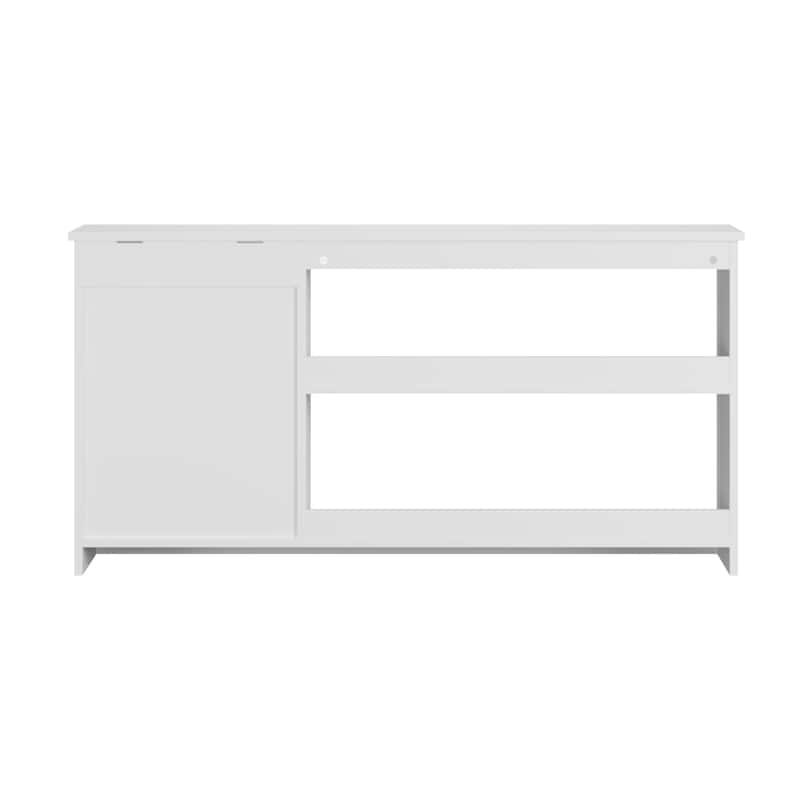 3-in-1 Kids Bookshelf and Toy Storage Cabinet with Chalkboard - Modern White Organizer for Playroom