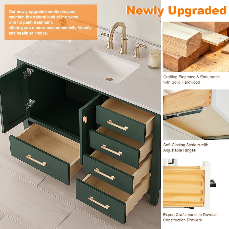 Prismora 42 inch Bathroom Vanity Set in Juniper Green, Middle Sink