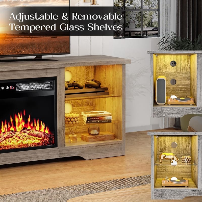 Bossin 58" Fireplace TV Stand with 18'' Electric Fireplace,Modern Entertainment Center for 65'' TVs,TV Console