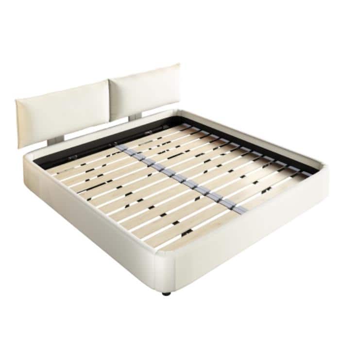 King Size Cloud Bed Frame with Movable Headboard, Chenille Upholstered & No Box Spring Needed