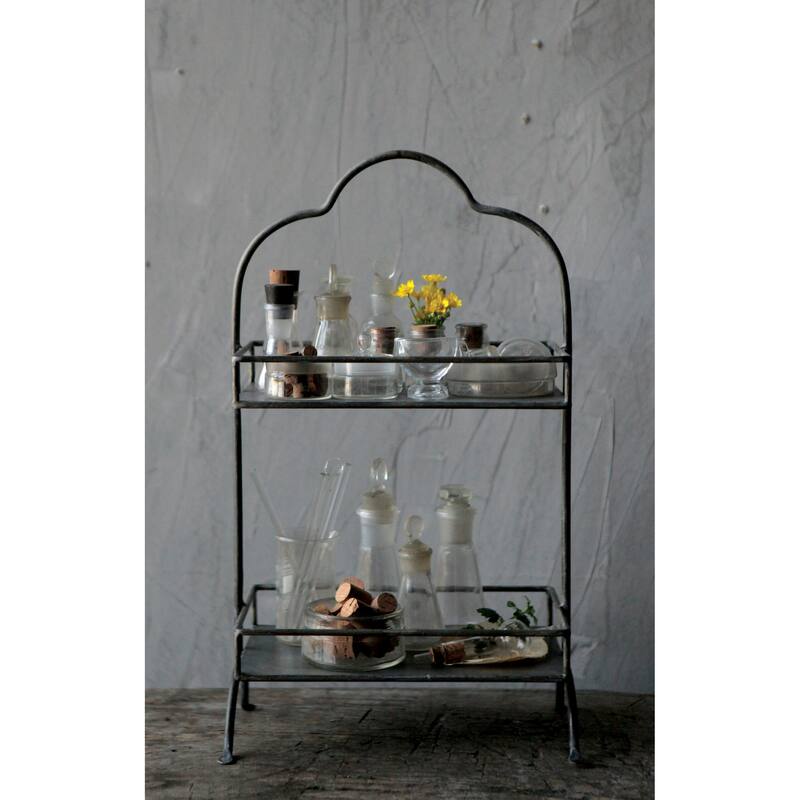 Decorative Metal 2 Tier Tray with Handle