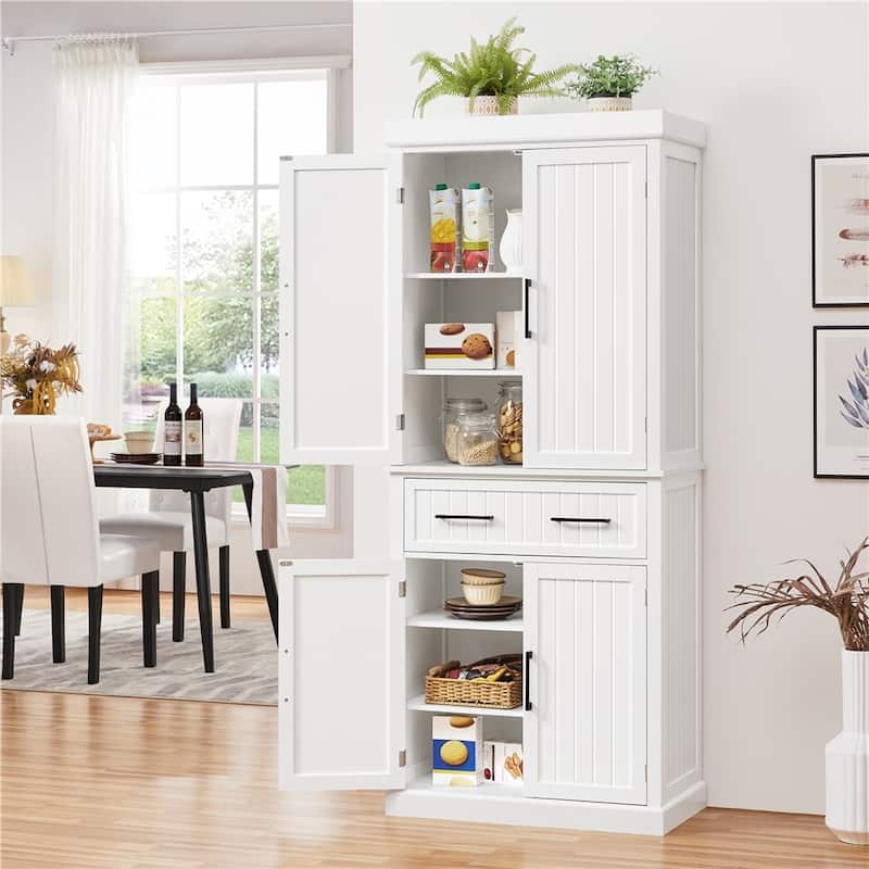 Yaheetech Wooden Kitchen Pantry Storage Cabinet with Doors and Shelves
