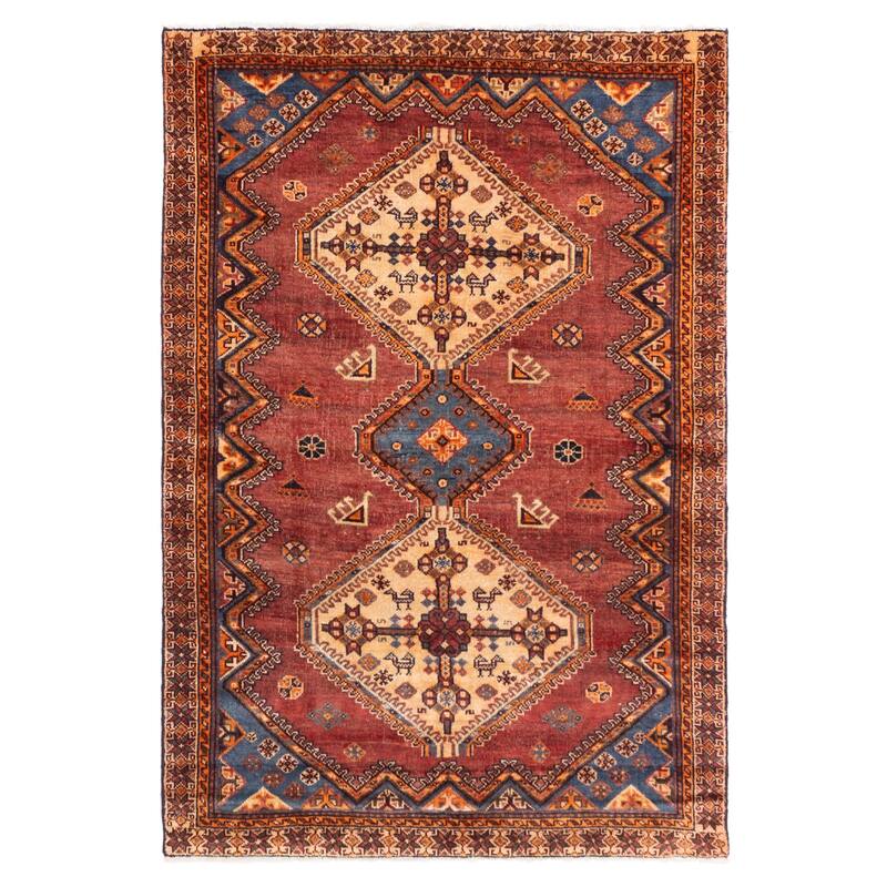 ECARPETGALLERY Hand-knotted Anatolian Vintage Dark Red Wool Rug - 4'4 x 6'4
