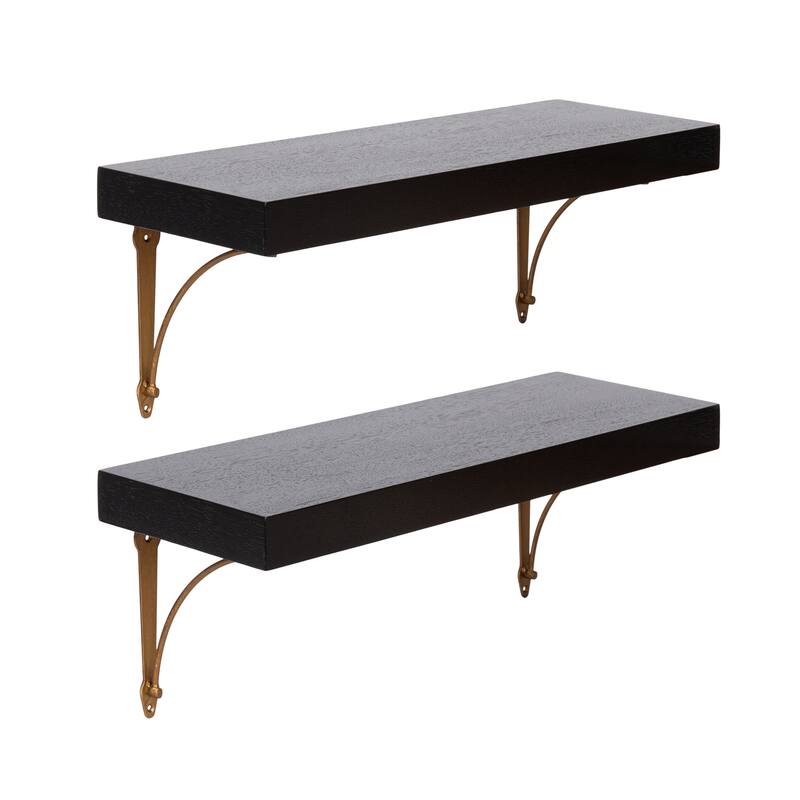 Kate and Laurel Hatley Floating Shelf Set - 2pc 24 inch - Black