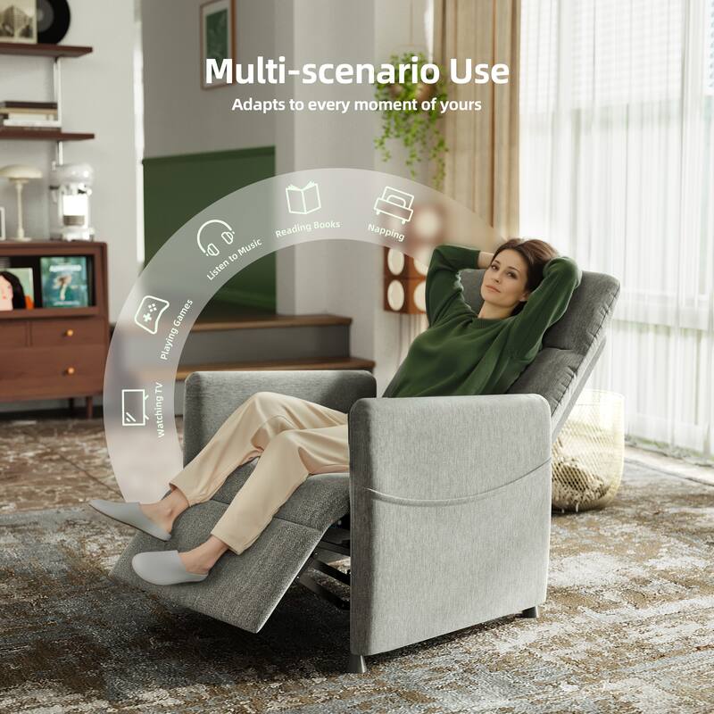 Anmytek Comfortable Modern Fabric Power Recliner Chair - Padded Seat Footrest