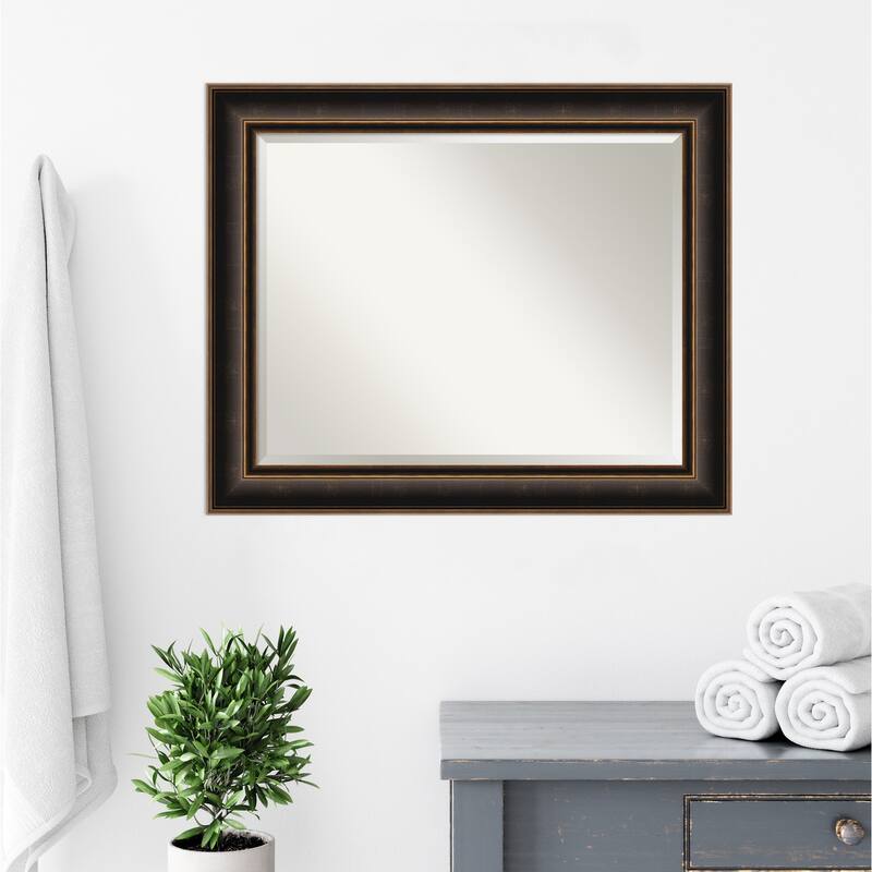 Villa Oil Rubbed Bronze Beveled Wood Framed Bathroom Vanity Wall Mirror - Villa Oil Rubbed Bronze