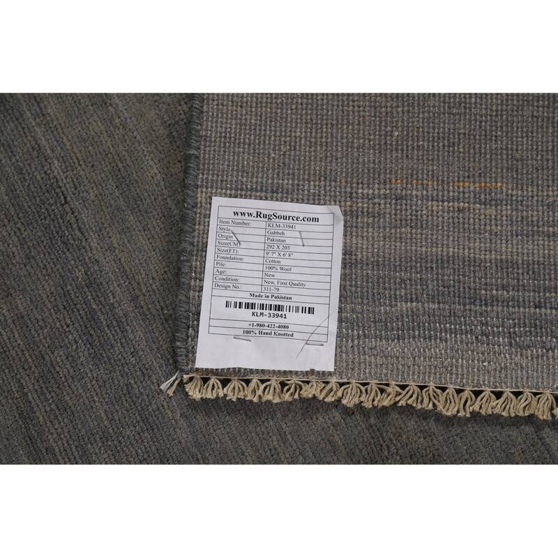 Modern Gray Gabbeh Oriental Area Rug Handmade Living Room Wool Carpet - 6'8" x 9'7"