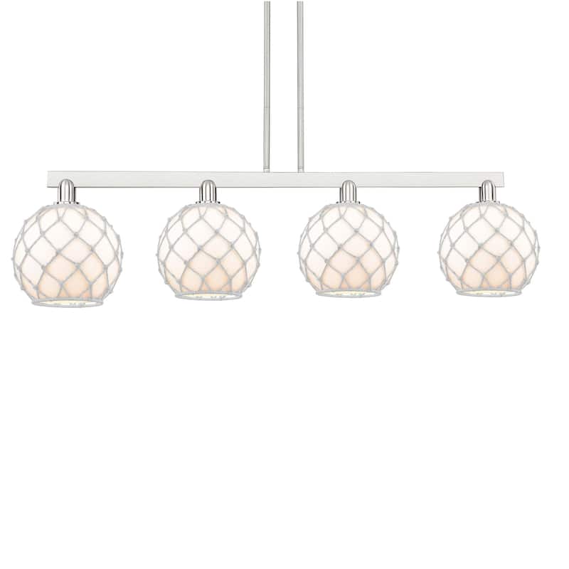 Innovations Lighting 716-4I-13-53 Farmhouse Rope Linear Farmhouse Rope - Brushed Satin Nickel / White Glass with White Rope