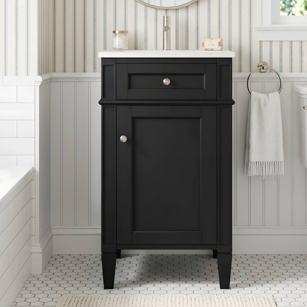 18-inch bathroom vanity with ceramic sink