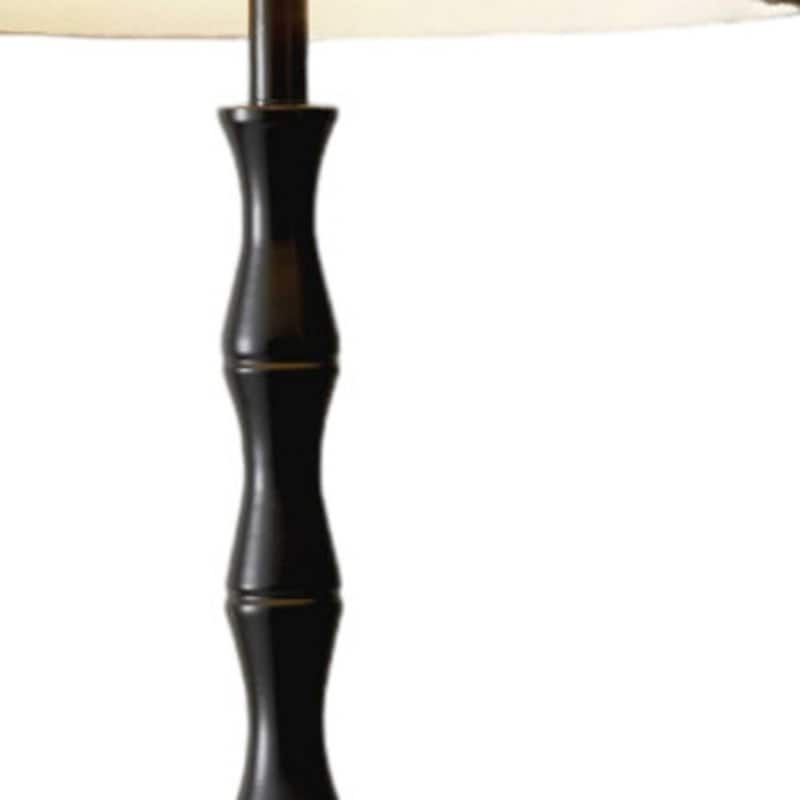 Brown and Black Metal Floor Lamp with Burlap Shade and 3 Way Switch - 17” x 17” x 62” (D x W x H)
