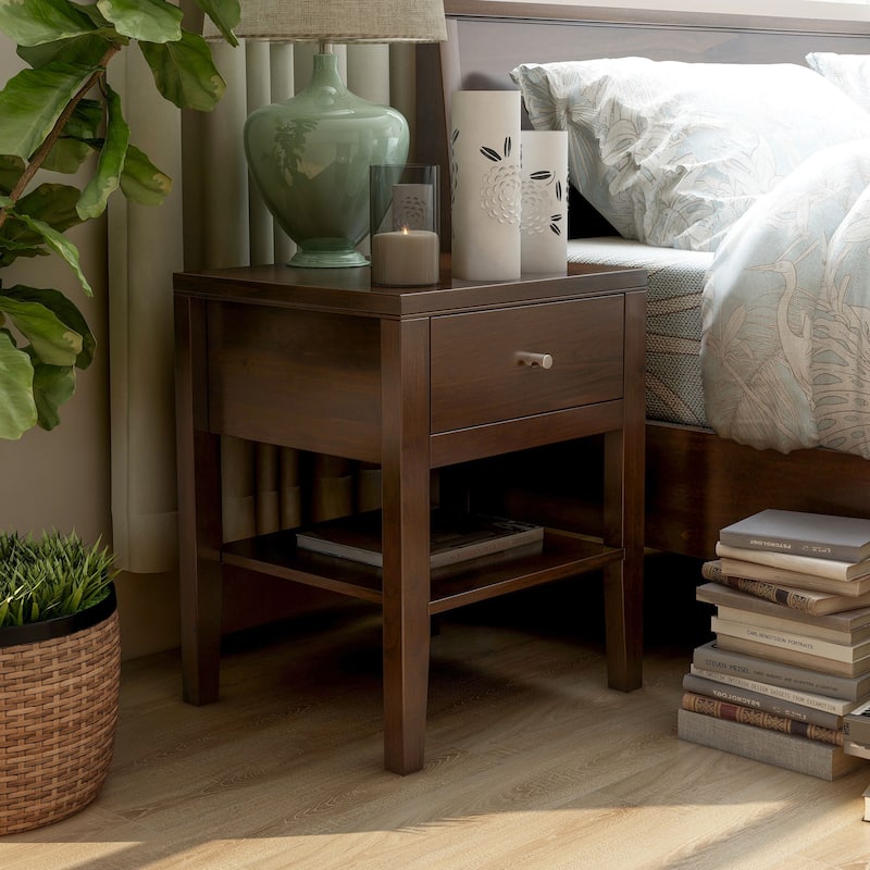 Larc Mid-Century Modern Solid Wood 1-Drawer Nightstand by Furniture of America