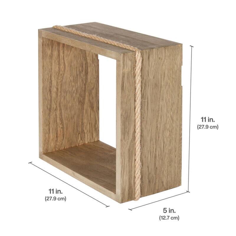 Melannco Set of 3 Floating Brown Cube Shelves, 11x11 Inch