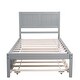 preview thumbnail 5 of 7, Twin Size Simple Yet Elegant Wood Platform Bed with Trundle and Ten Supporting Slats