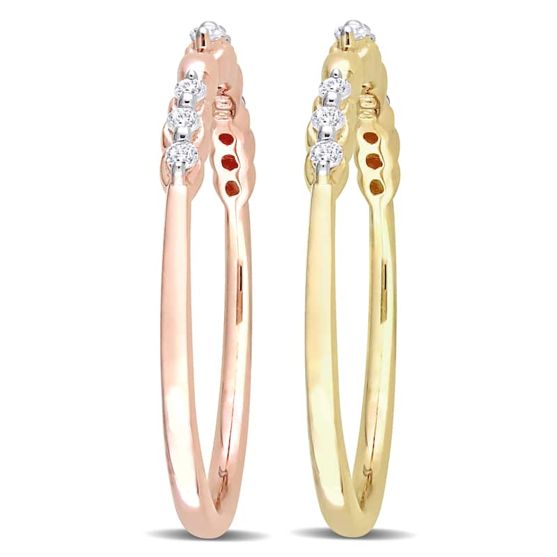 Miadora 1/5ct TW Diamond Promise Rings 2-Piece Set Yellow Rose Silver