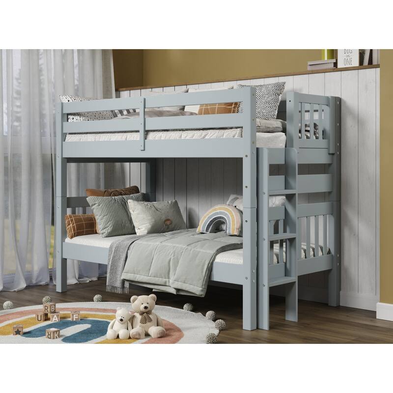 Taylor & Olive Trillium Twin over Twin Bunk Bed with End Ladder - Breezy Blue