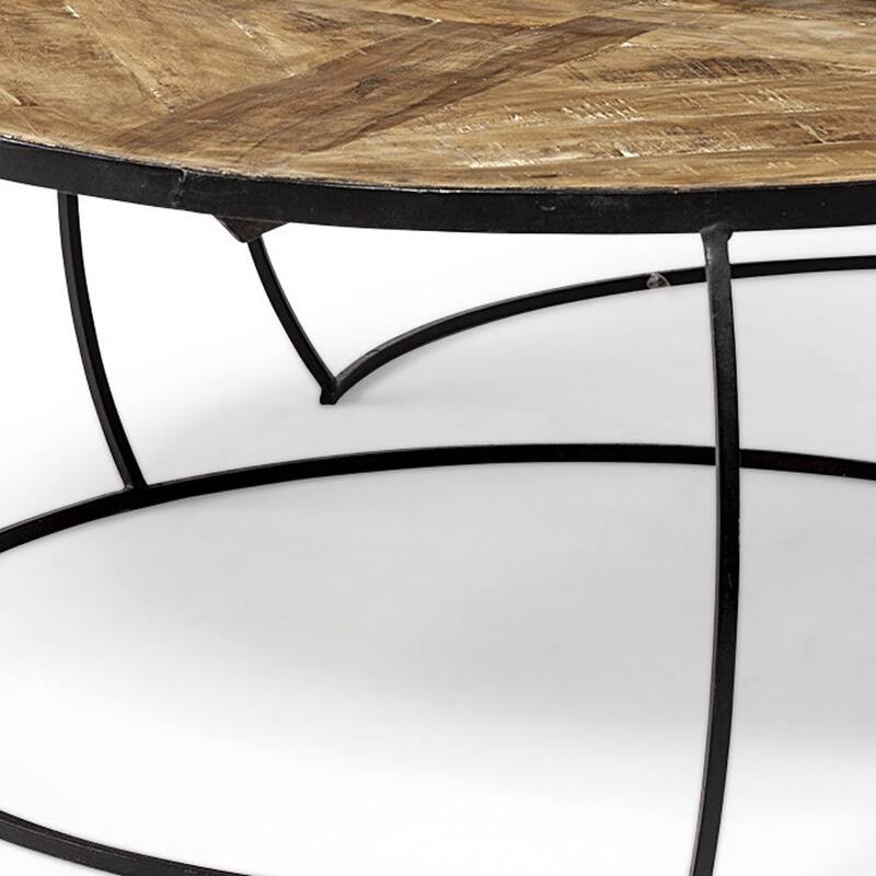 HomeRoots S2 41" & 38" Round Wood Top Nesting Coffee Tables - 41.00 in. x 19.50 in. x 41.00 in. - Brown