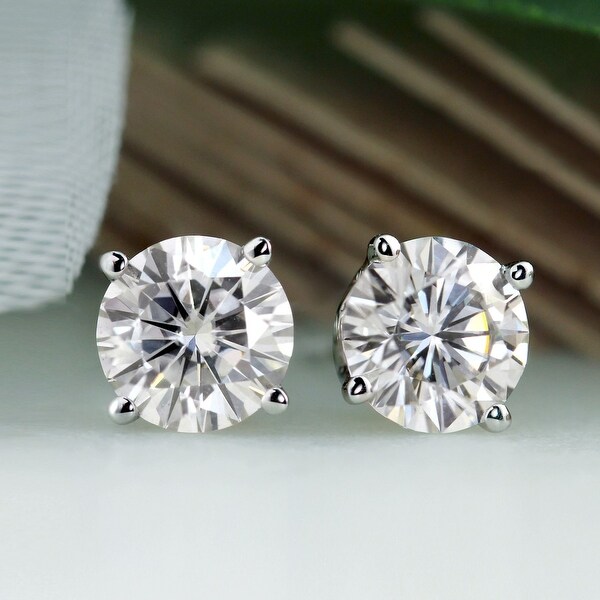 Auriya 2ct TW Round Moissanite Stud Earrings Platinum - 6.5 mm, Screw-Backs - 6.5 mm, Screw-Backs. Opens flyout.