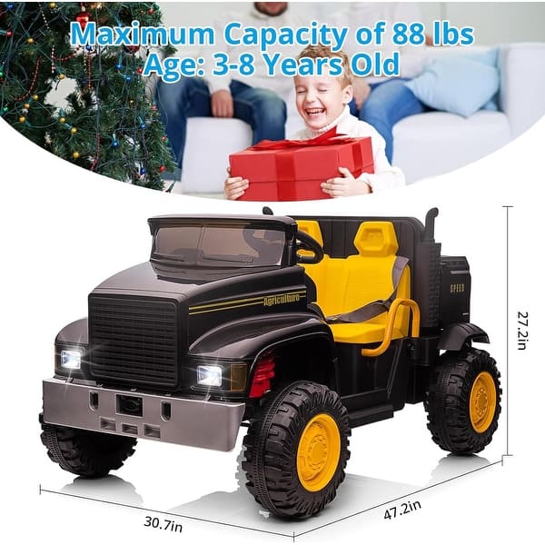 dimension image slide 2 of 4, 2 Seater Ride On Tractor Car, with Remote Control, Led Light, High/Low Speed