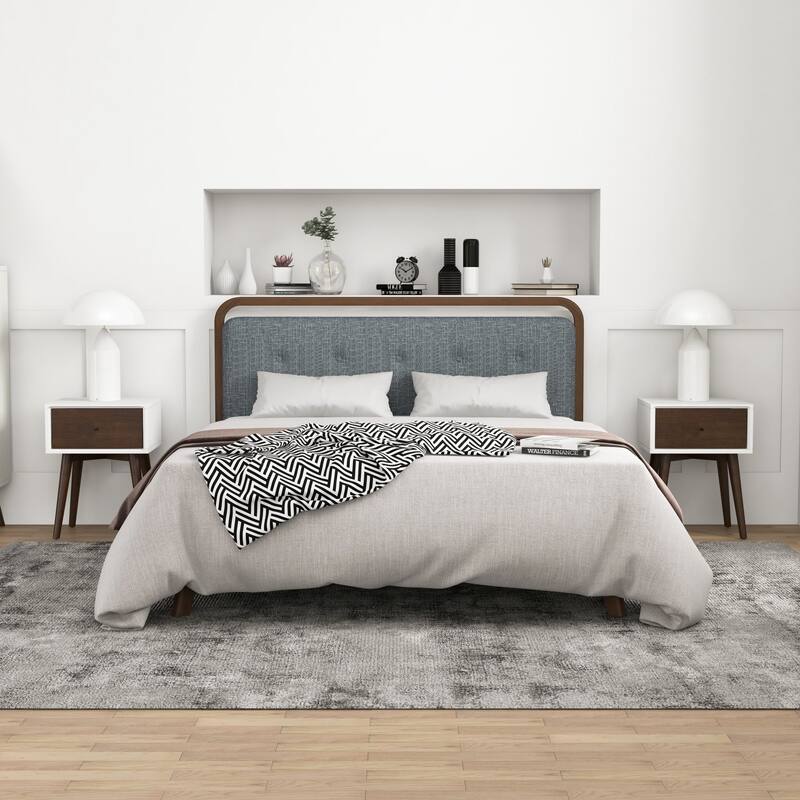 GDFStudio - Avery Mid-Century Modern Solid Wood Night Stand with 1 Drawer